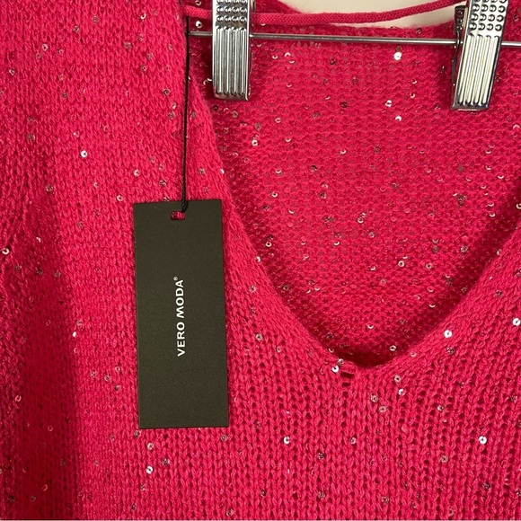 2/$30 Vero Moda Pink Sweater Dress w/ silver sequin size XL NWT - Picture 10 of 12